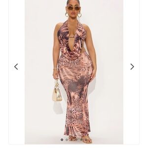 Safari Vixen Animal Print Maxi Skirt Set - Brown/combo